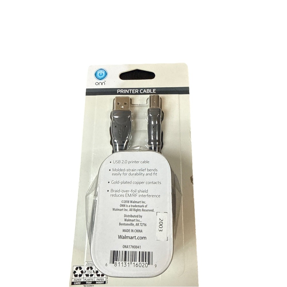 Printer Cable USB 2.0 A to B A Male to B Male 10 Ft.